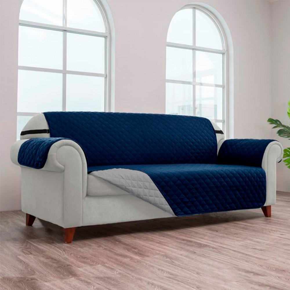 Protector Sofá Azul-Gris Microfibra 3 Puestos - Protectores para Muebles