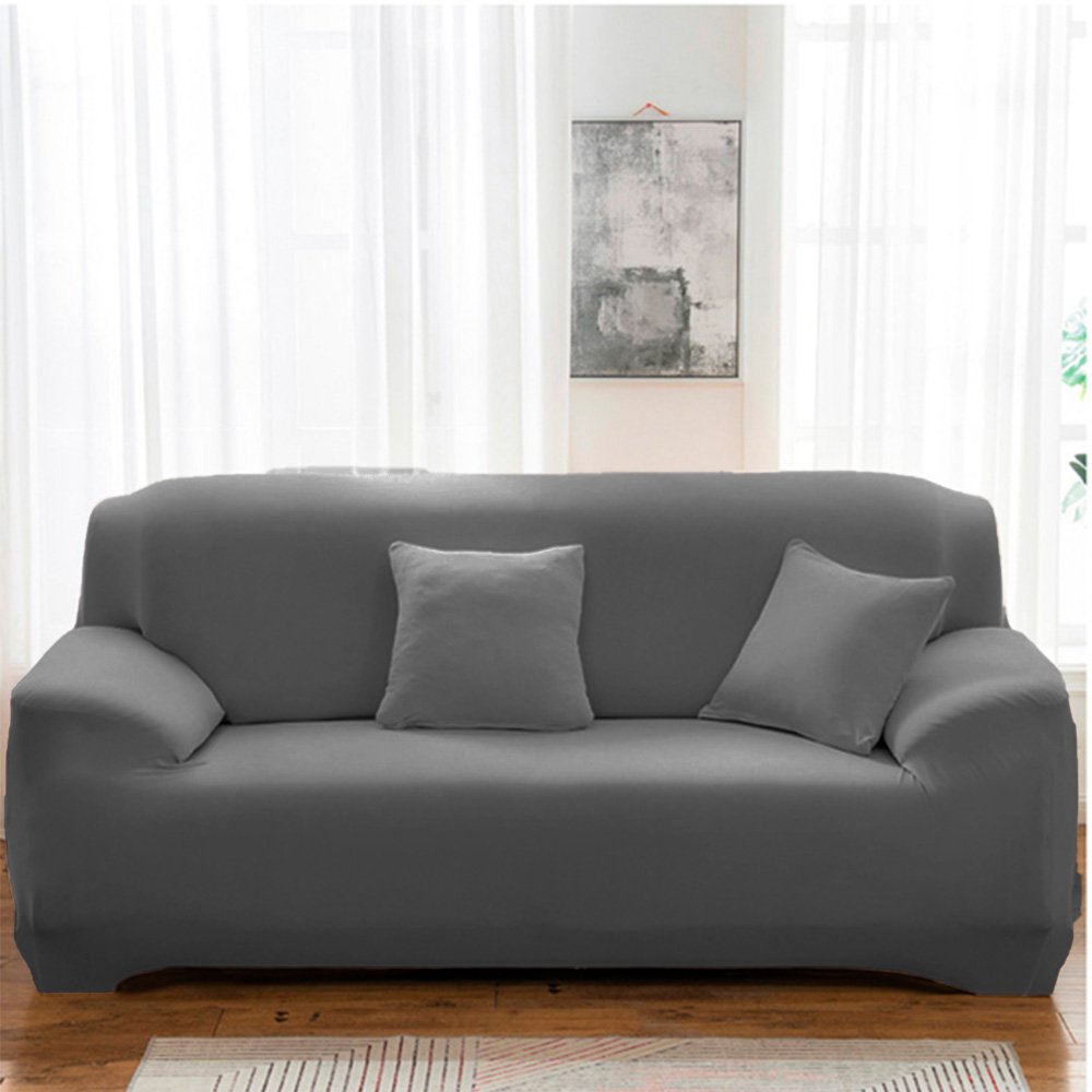 Fundas de sofá seccional 4+4 asientos, fundas de sofá en forma de L, 2  piezas, protector de muebles, sofá elástico con funda para diván, color  gris5